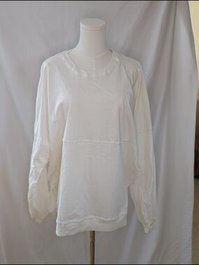 SPIRIT JERSEY Oversized Cream Sweatshirt  w/ Button Hole Sides Size XL NWOT